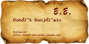 Bobák Benjámin névjegykártya