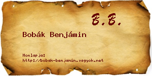 Bobák Benjámin névjegykártya